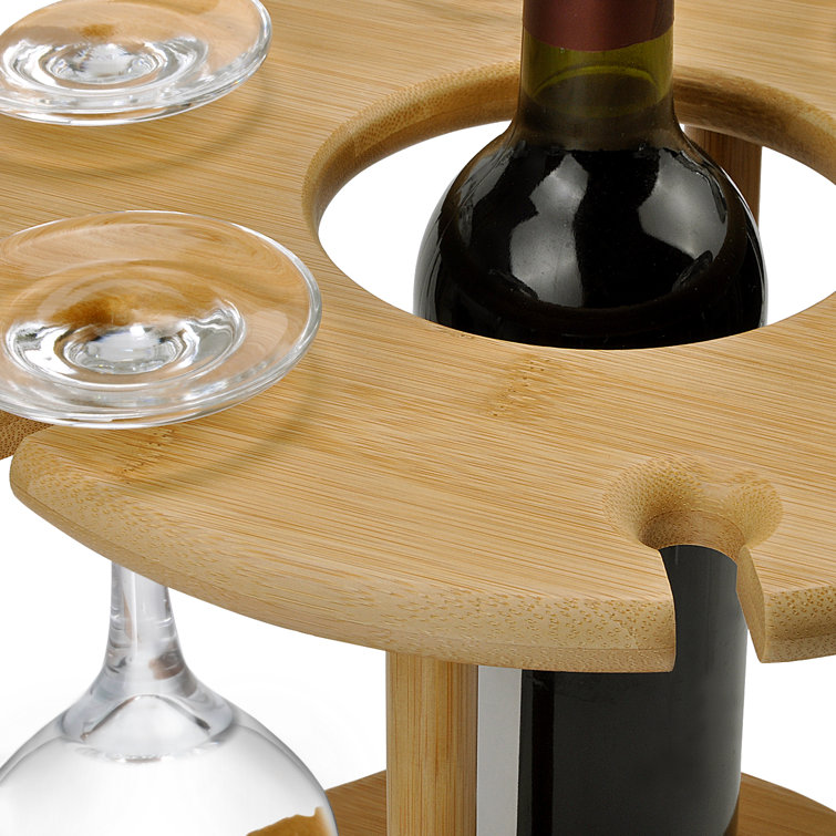 Tirrinia Wine Glass Drying Rack And Bottle Holder, Wooden Wine Storage